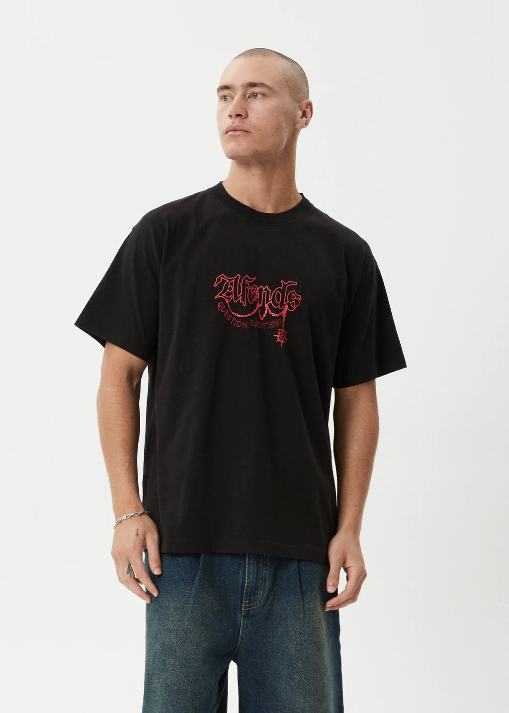 Afends Ballz Recycled Heavyweight Boxy Fit Tee - Black