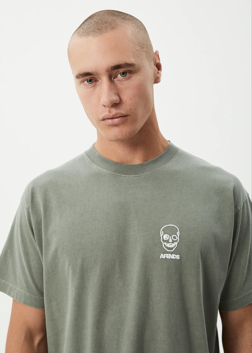Afends Skeletor Recycled Boxy Fit Tee Washed Sycamore