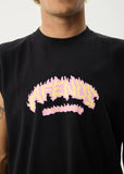 Afends Flame On Recycled Sleeveless Tee Stone Black