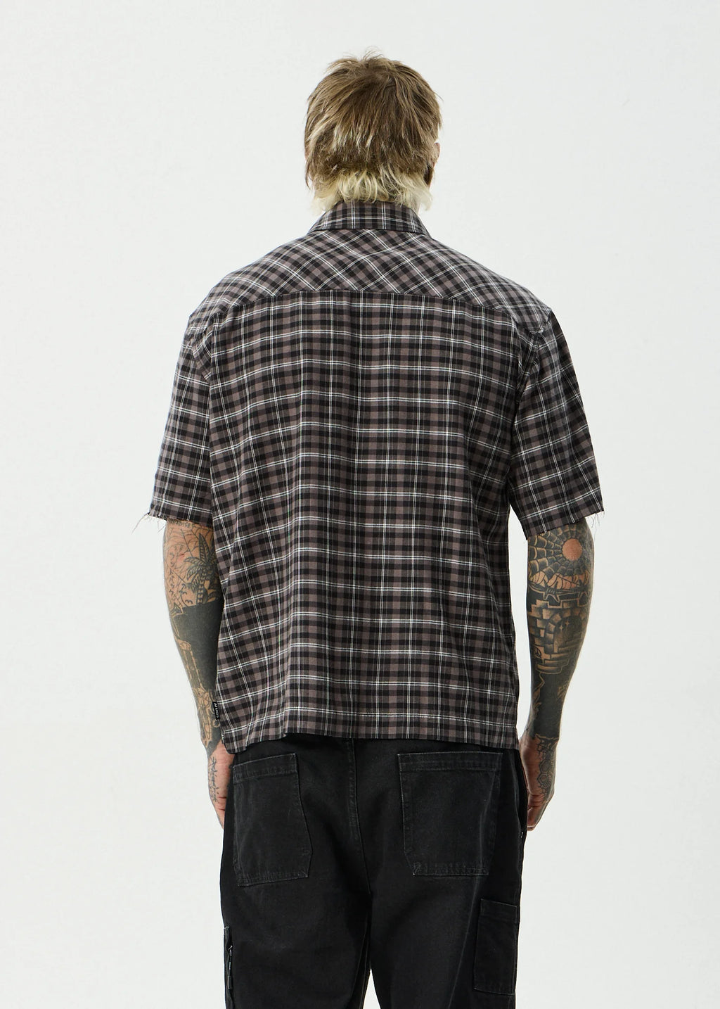 Afends Darkness Recycled Short Sleeve Shirt - Black Check