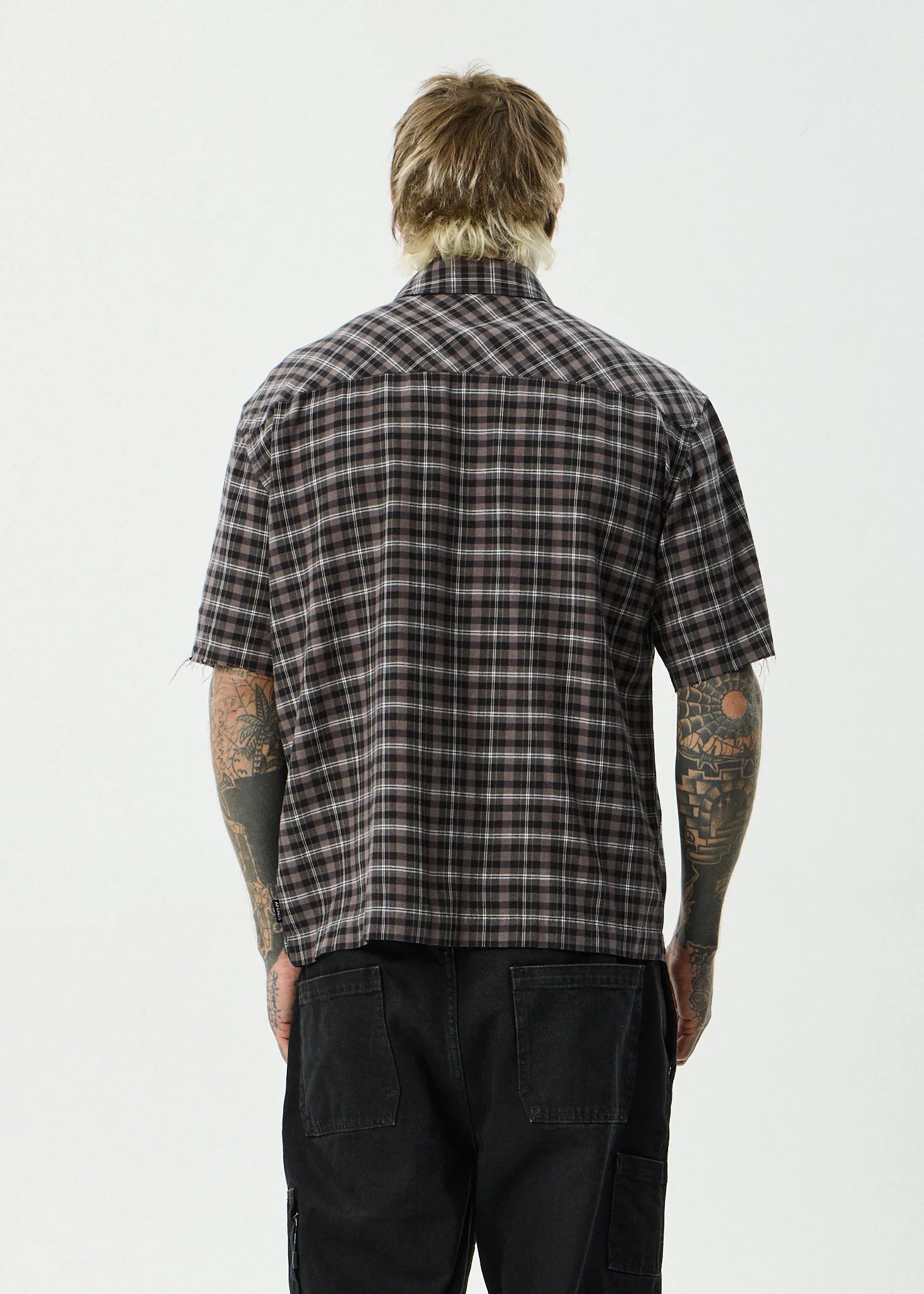Afends Darkness Recycled Short Sleeve Shirt - Black Check