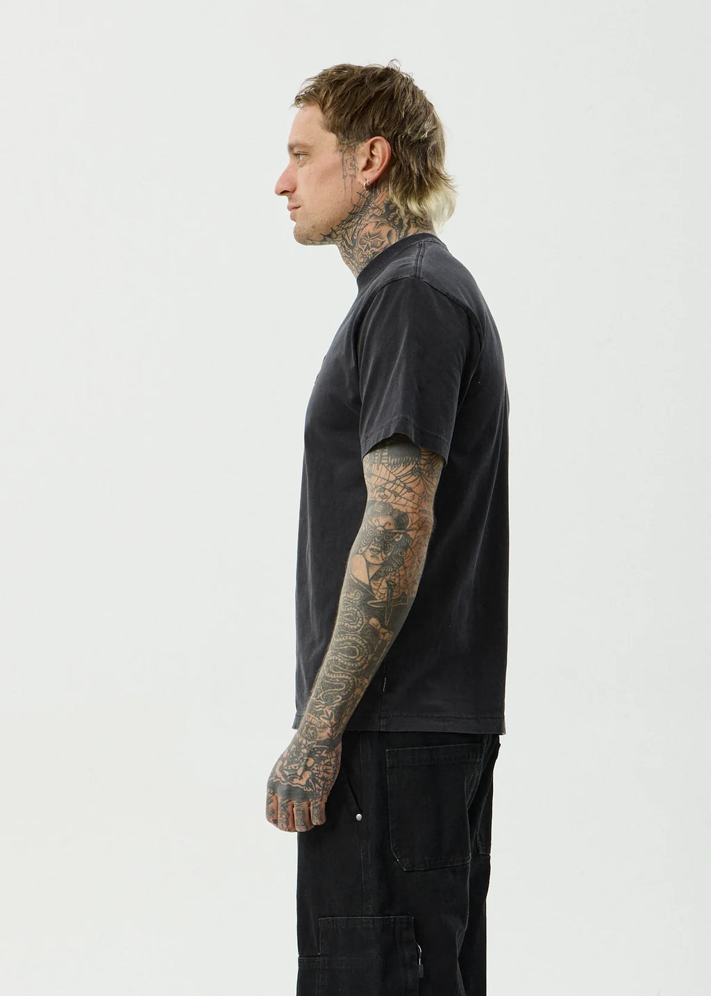Afends Destroyed Recycled Retro Fit Tee Stone Black