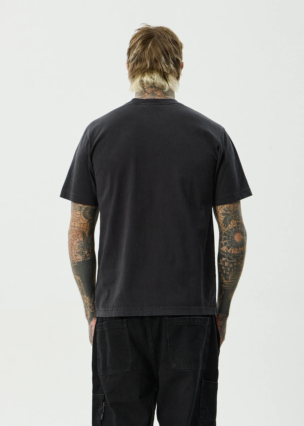 Afends Destroyed Recycled Retro Fit Tee Stone Black