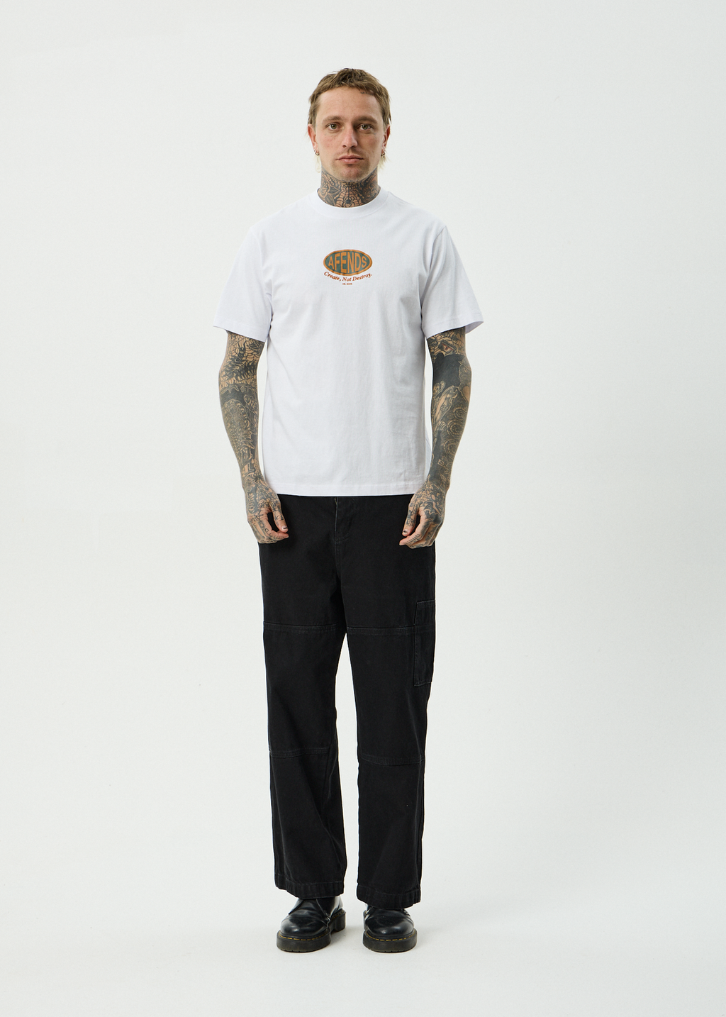 Afends Destroyed Recycled Retro Fit Tee White