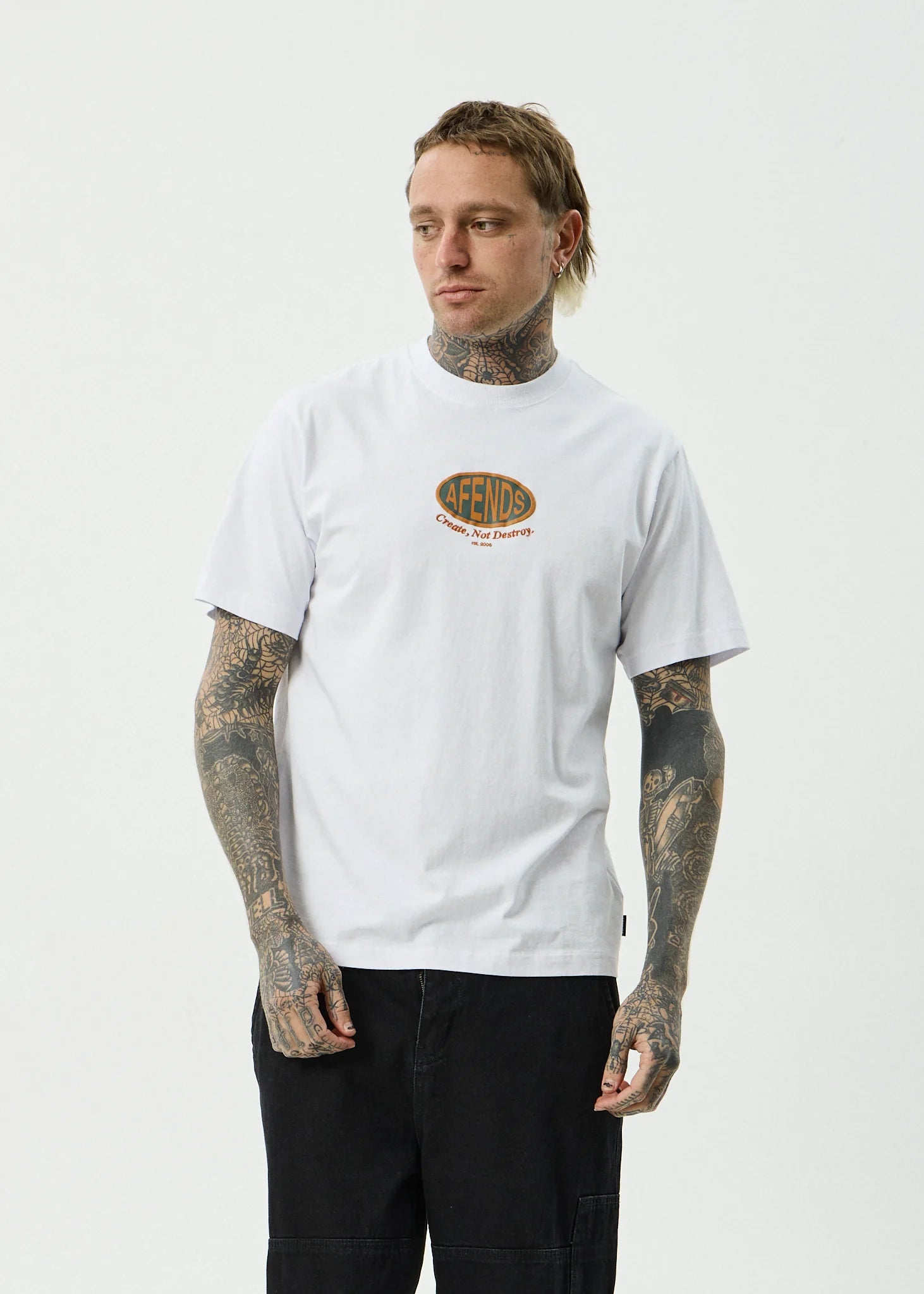 Afends Destroyed Recycled Retro Fit Tee White