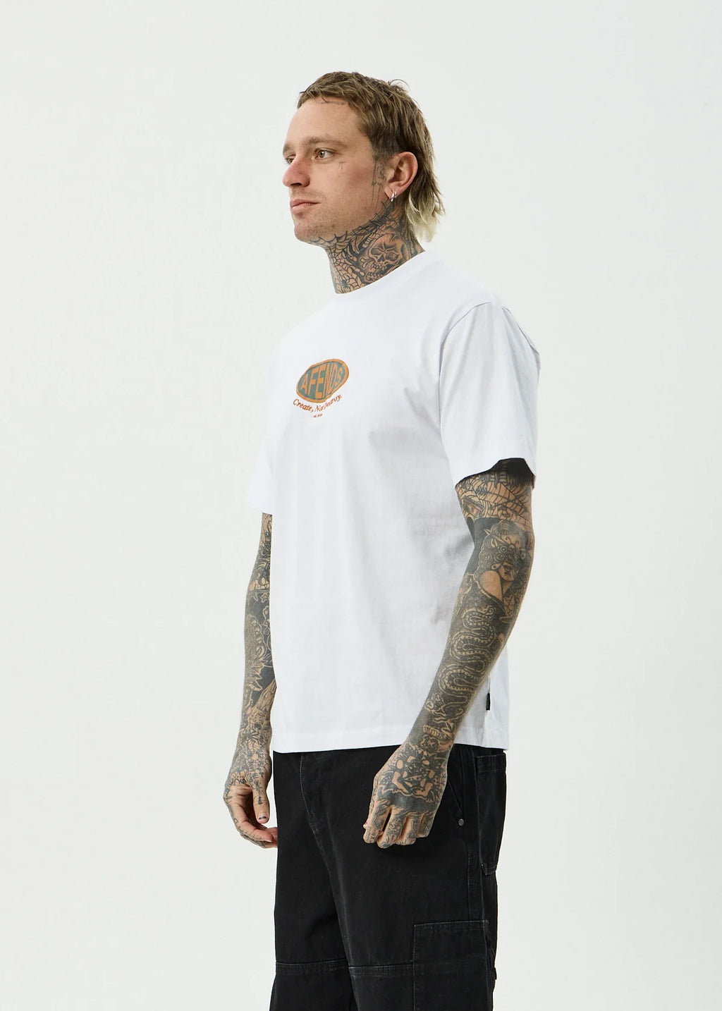 Afends Destroyed Recycled Retro Fit Tee White