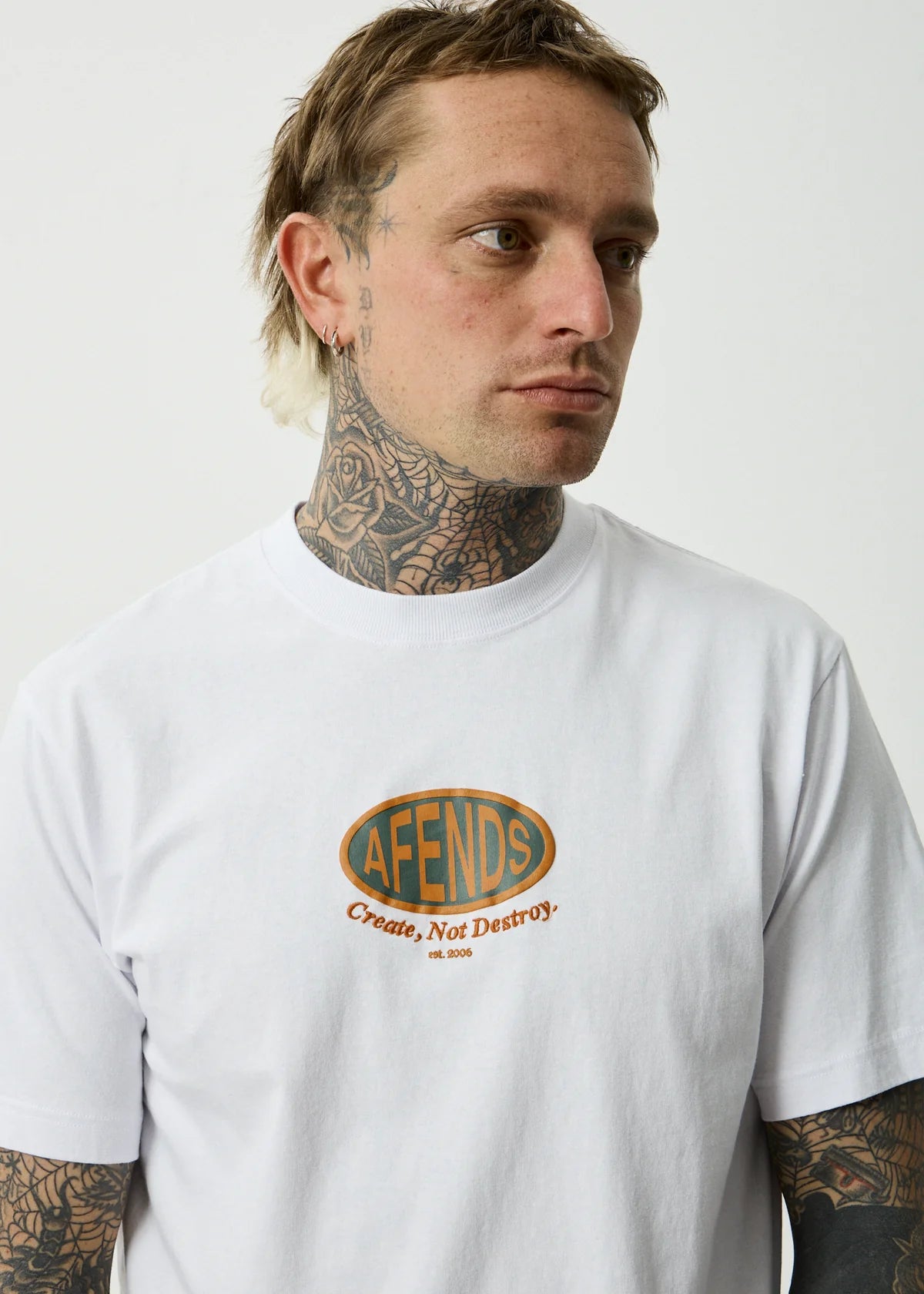 Afends Destroyed Recycled Retro Fit Tee White