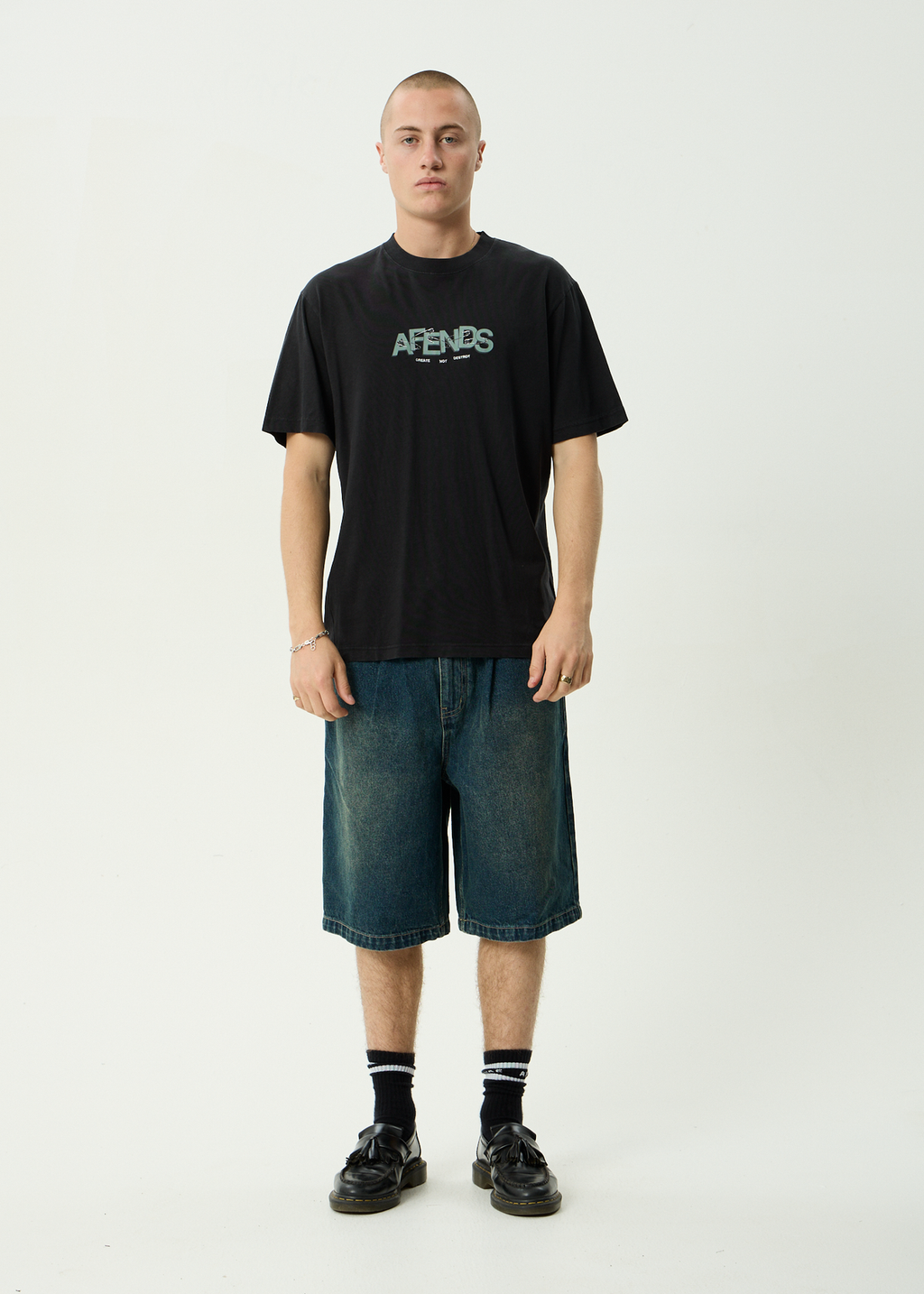Afends Safety Hemp Retro Fit Tee Stone Black