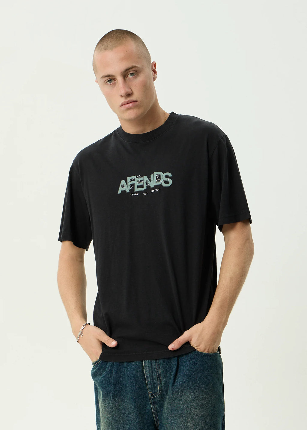 Afends Safety Hemp Retro Fit Tee Stone Black