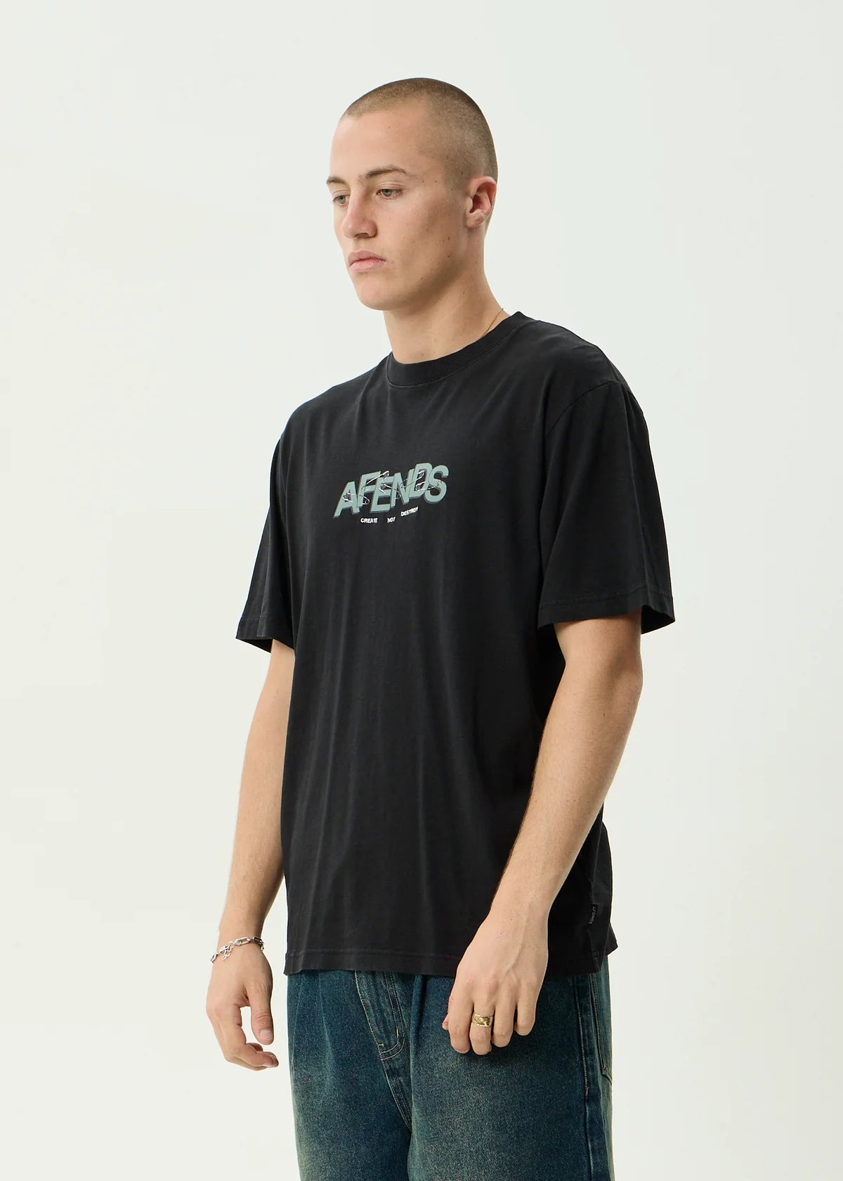 Afends Safety Hemp Retro Fit Tee Stone Black