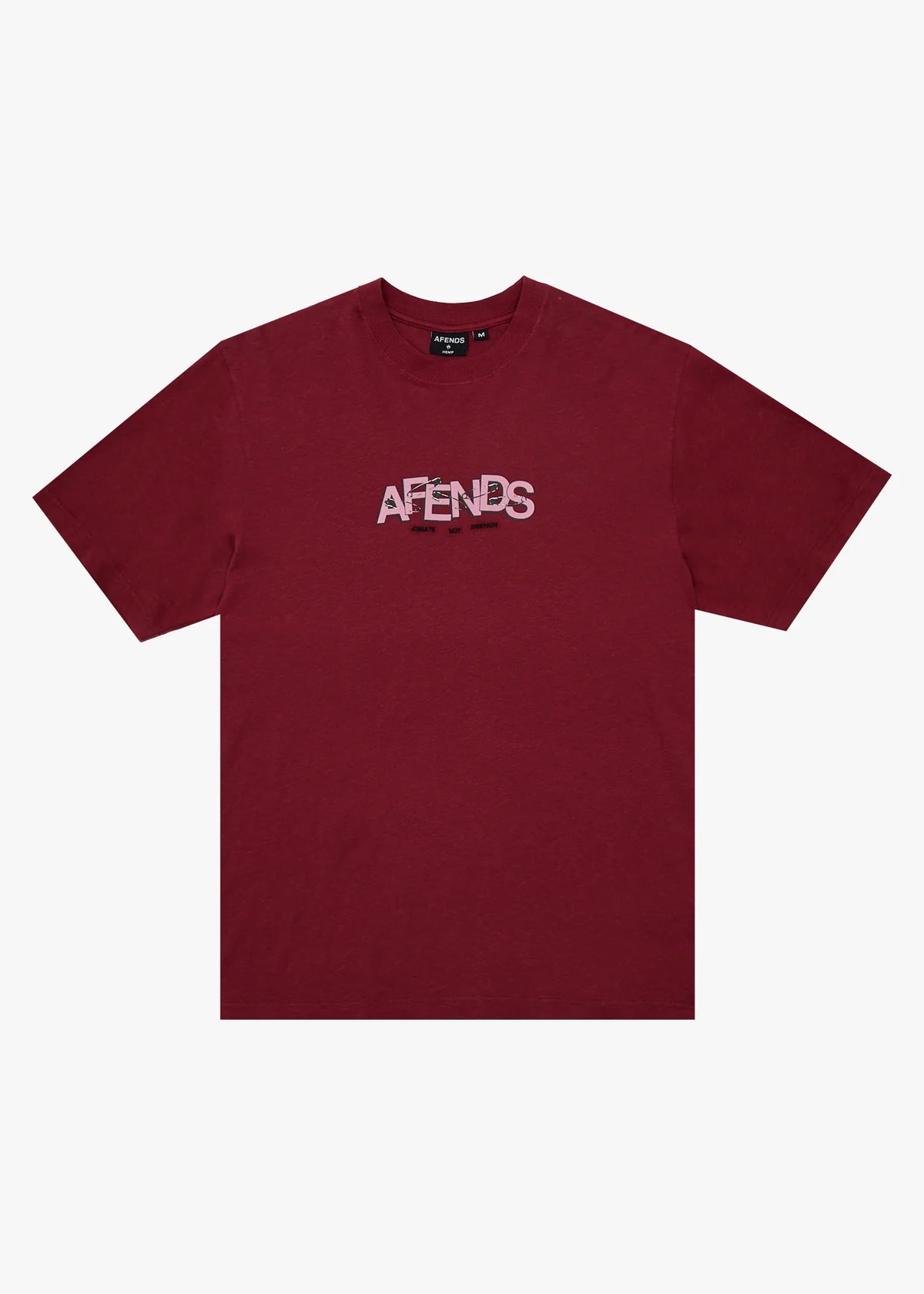 Afends Safety Hemp Retro Fit Tee Washed Burgundy