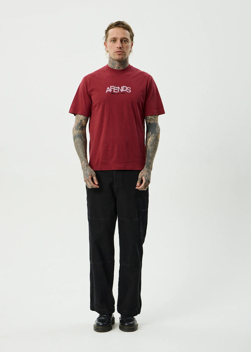 Afends Safety Hemp Retro Fit Tee Washed Burgundy