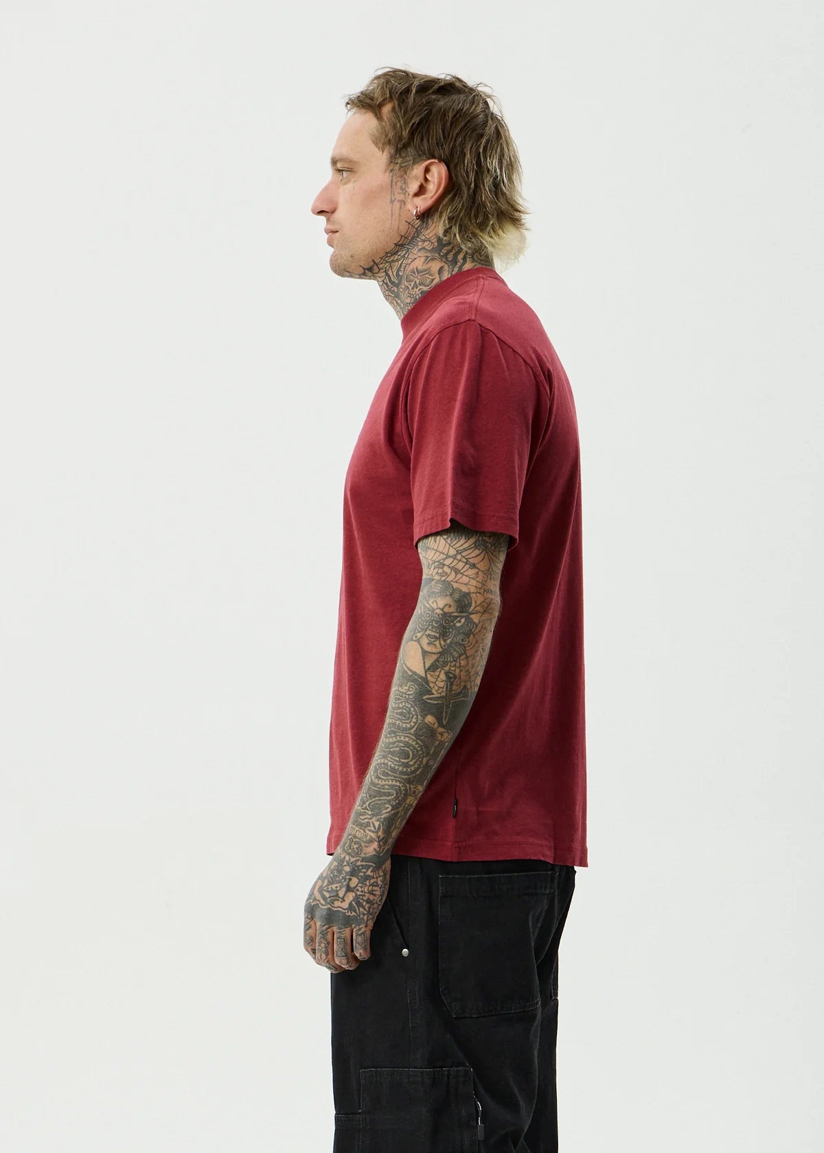 Afends Safety Hemp Retro Fit Tee Washed Burgundy