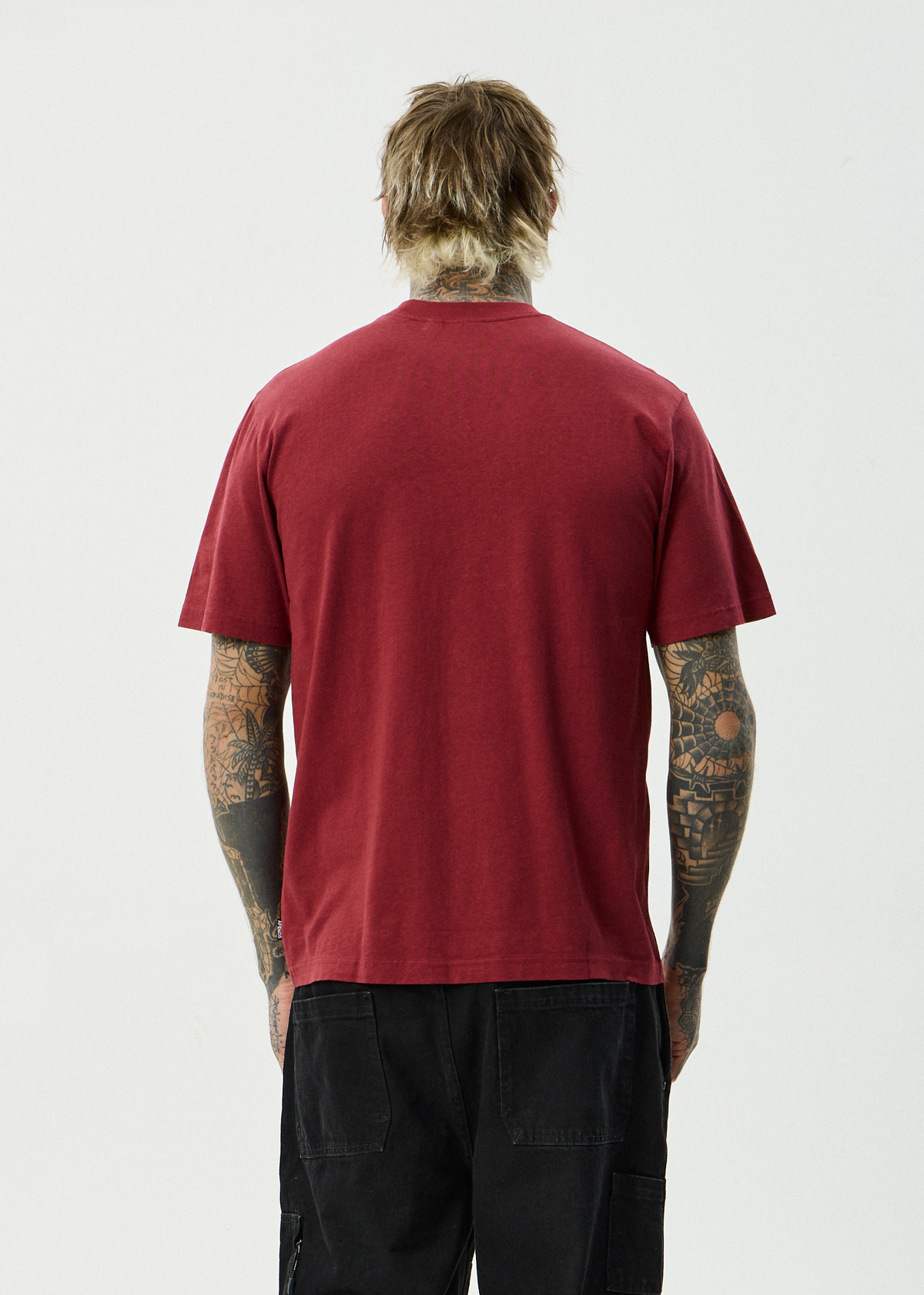 Afends Safety Hemp Retro Fit Tee Washed Burgundy