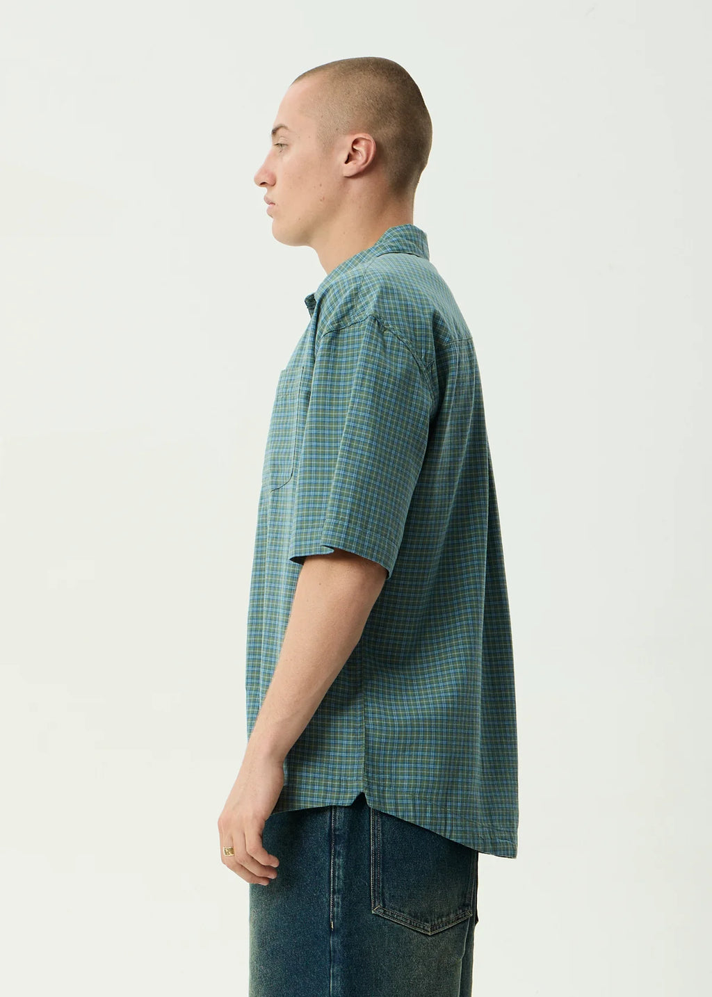 Afends Voyager Recycled Short Sleeve Shirt Deep Olive Check