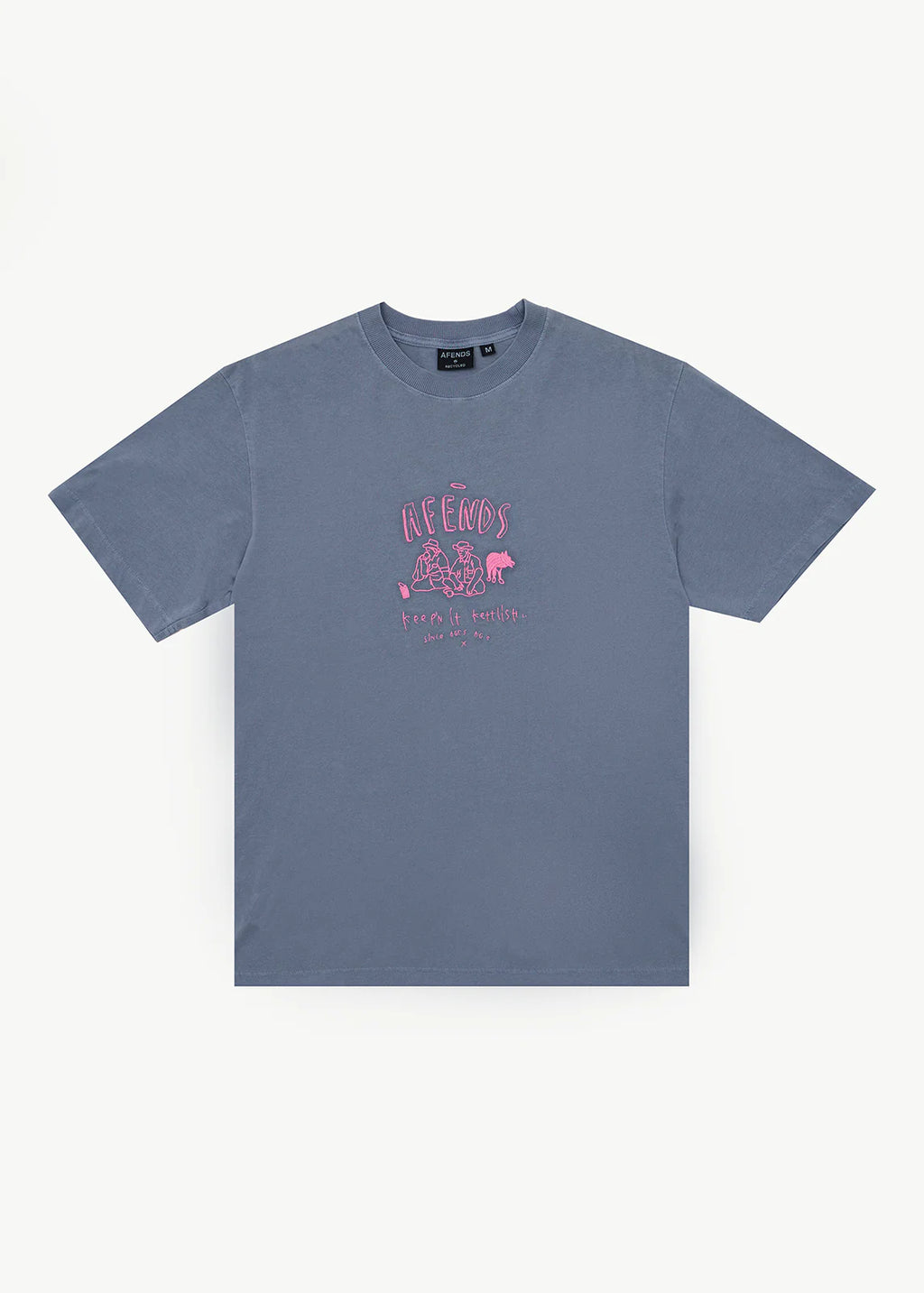 Afends Camp Fire Recycled Boxy Tee - Washed Slate Blue