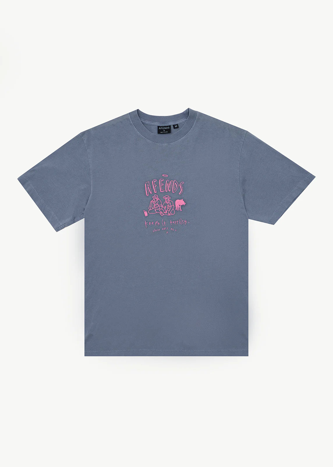 Afends Camp Fire Recycled Boxy Tee - Washed Slate Blue