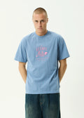 Afends Camp Fire Recycled Boxy Tee - Washed Slate Blue