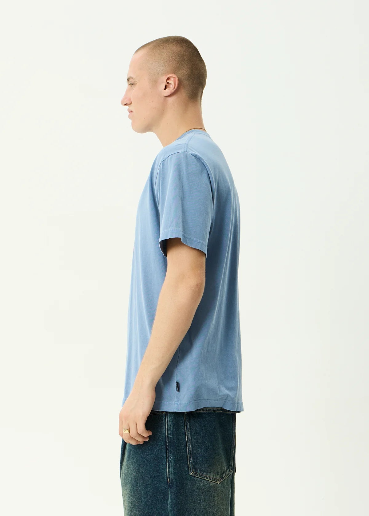Afends Camp Fire Recycled Boxy Tee - Washed Slate Blue