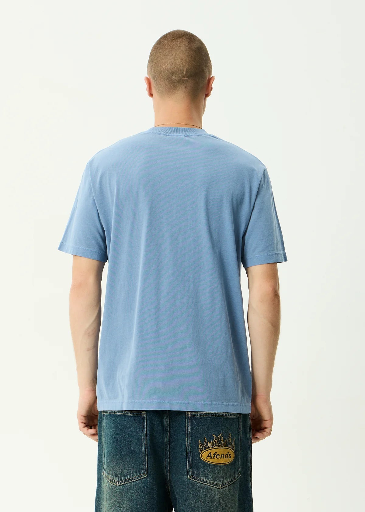 Afends Camp Fire Recycled Boxy Tee - Washed Slate Blue