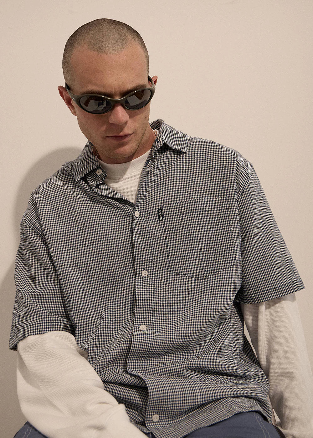 Afends Independent Hemp Short Sleeve Shirt - Navy Check