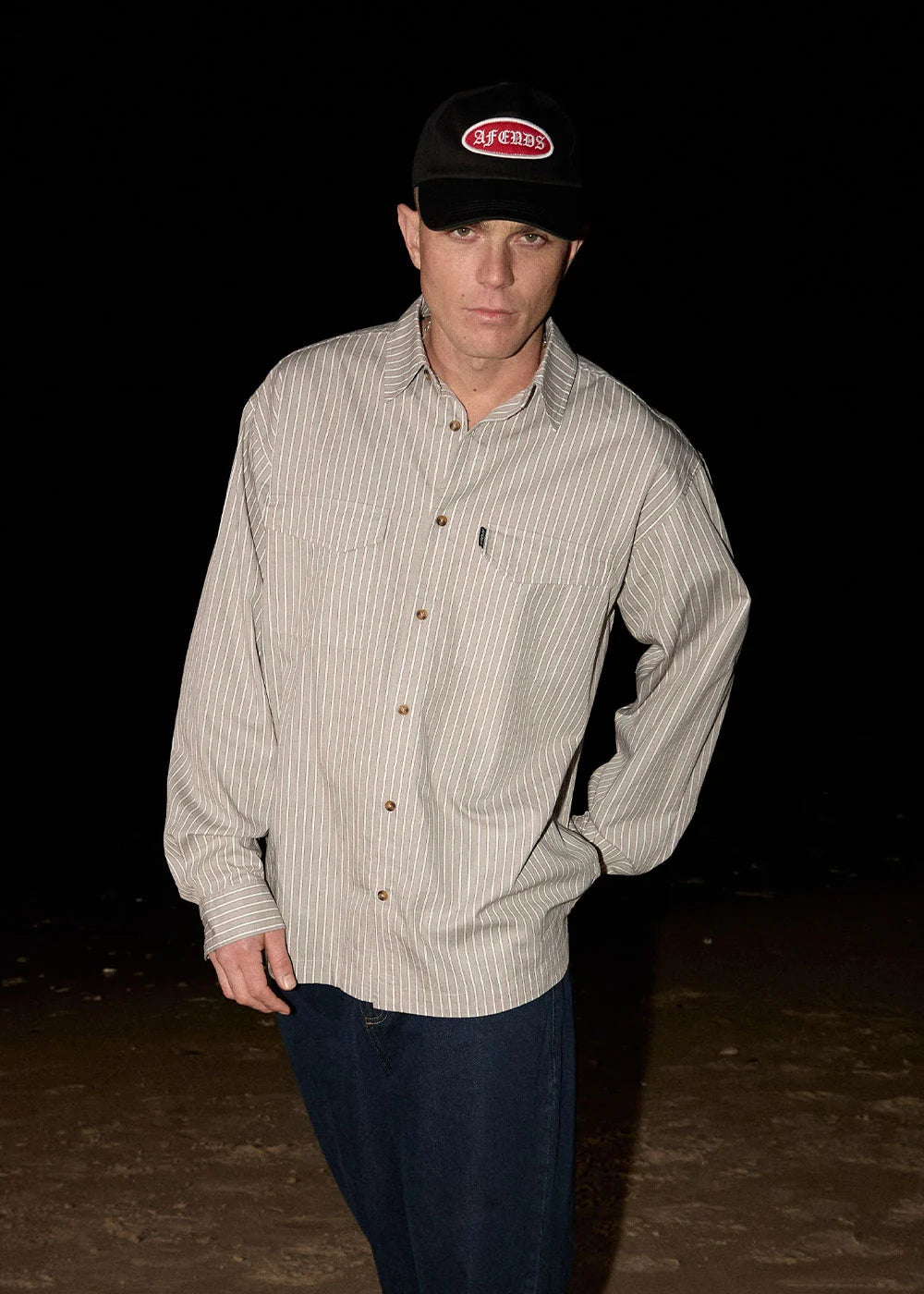 Afends Lennox Organic Short Sleeve Shirt - Olive Stripe