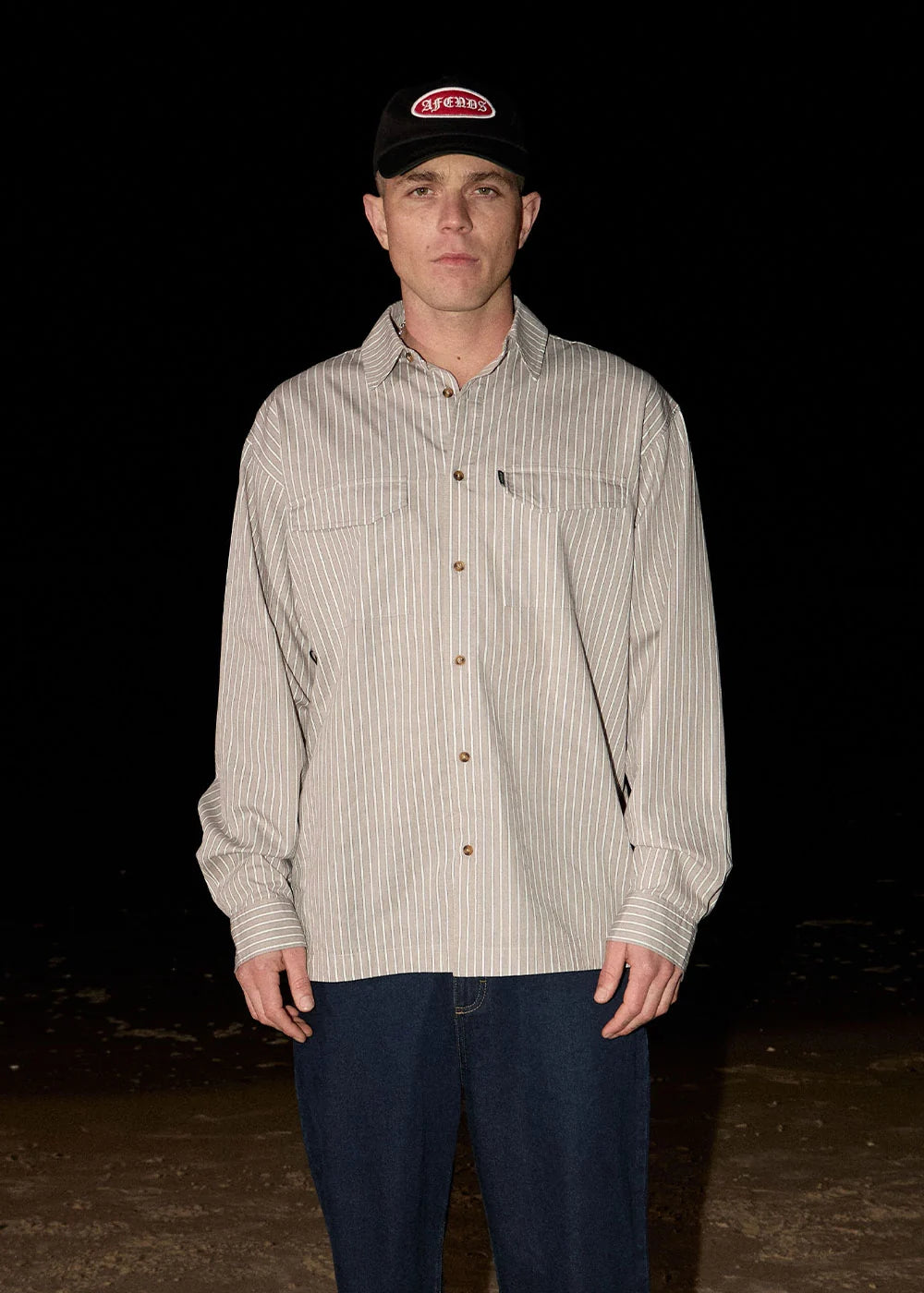 Afends Lennox Organic Short Sleeve Shirt - Olive Stripe