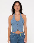 Flip Mommy Halter Neck Denim Vest