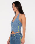 Flip Mommy Halter Neck Denim Vest