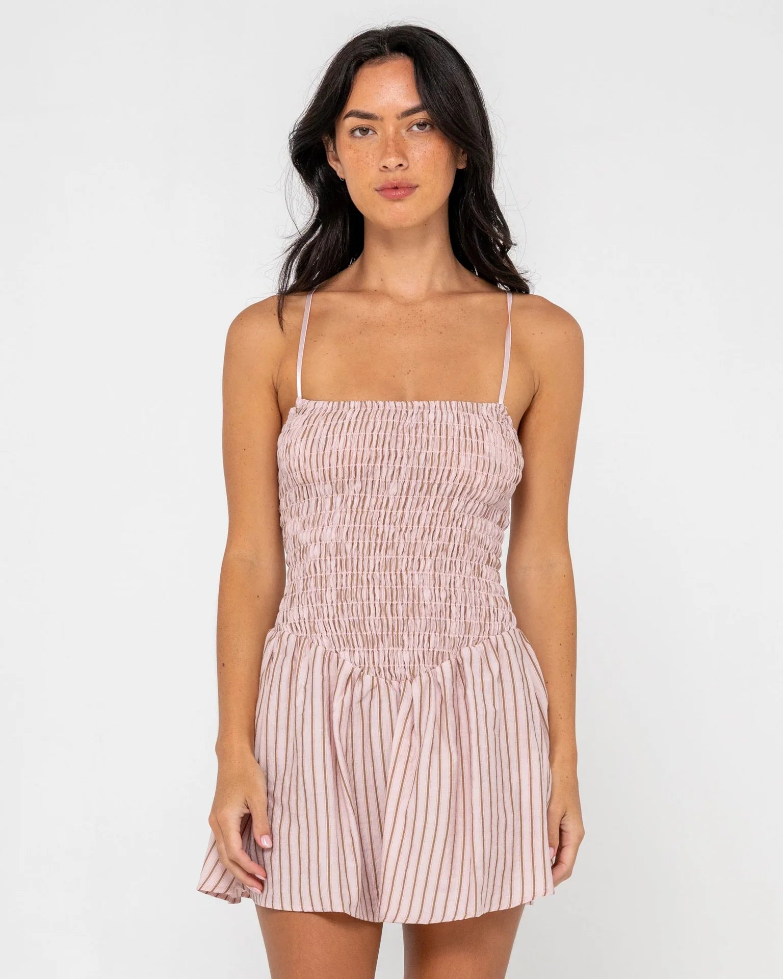 Rusty Mimi Striped Bubble Mini Dress