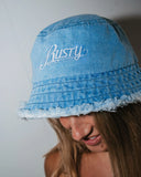 Rusty Beta Denim Distressed Bucket Hat