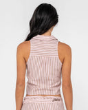 Rusty Rhysand Stripe Tie Front Top