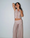 Rusty Rhysand Stripe Tie Front Top