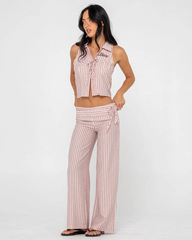 Rusty Rhysand Stripe Tie Front Top
