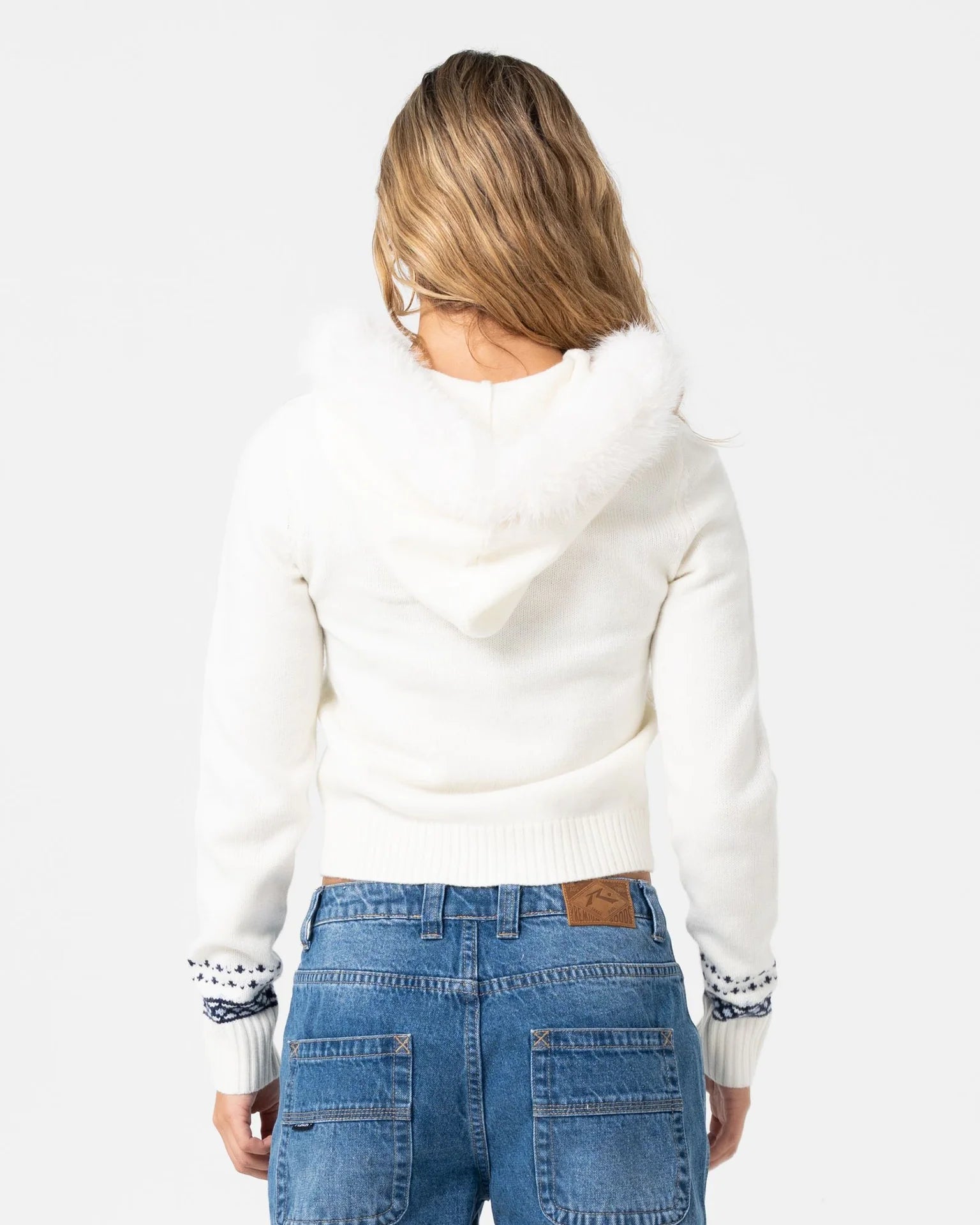 Rusty Yah Yah Fur Zip Through Knit Hoodie