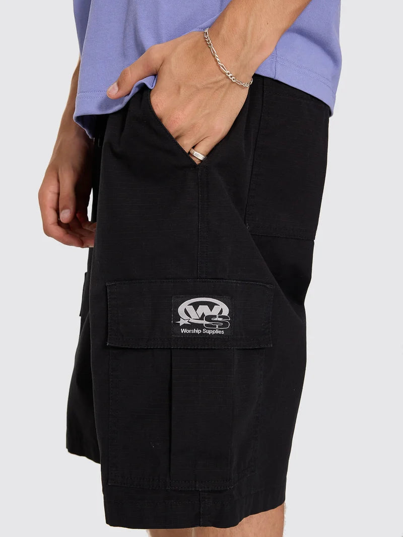 Worship Topper Elastic Cargo Short - Black