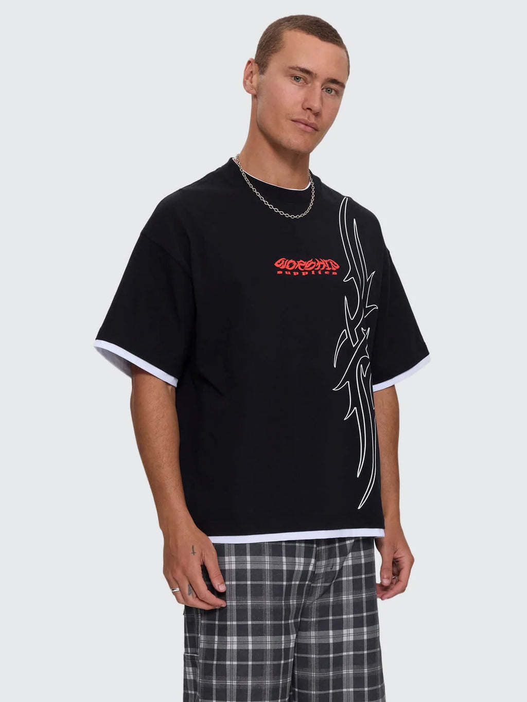Worship Pitted Box Crop Layer Tee - Black