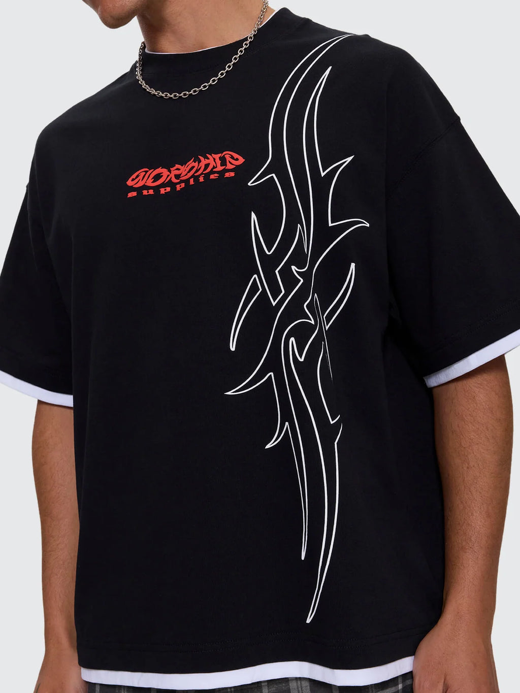 Worship Pitted Box Crop Layer Tee - Black