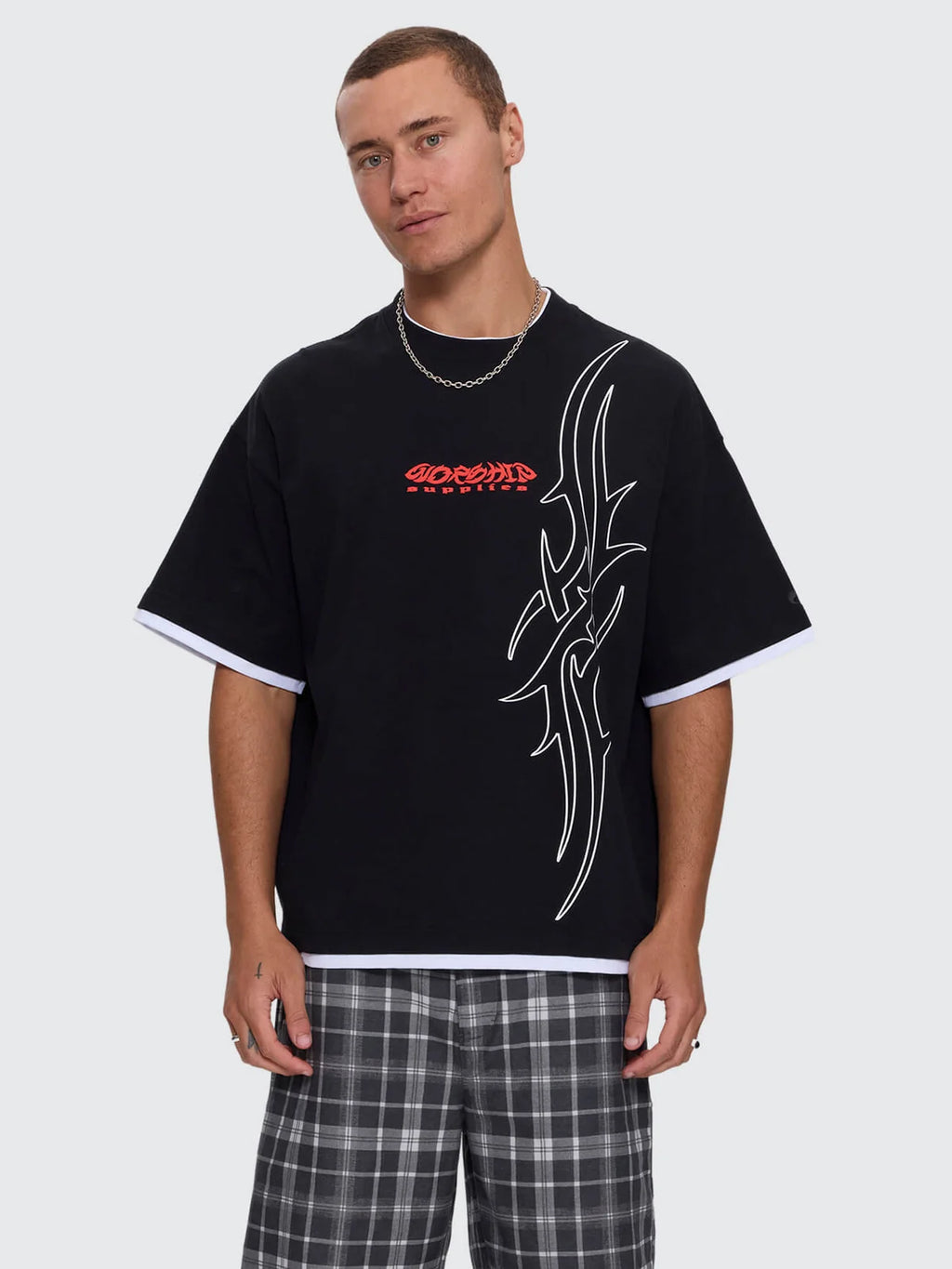 Worship Pitted Box Crop Layer Tee - Black