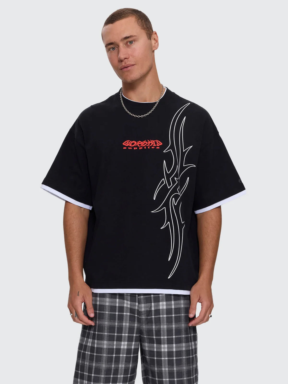 Worship Pitted Box Crop Layer Tee - Black