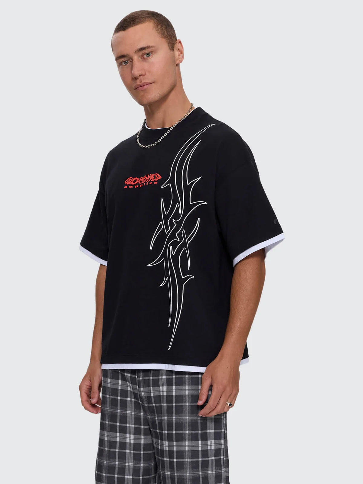 Worship Pitted Box Crop Layer Tee - Black