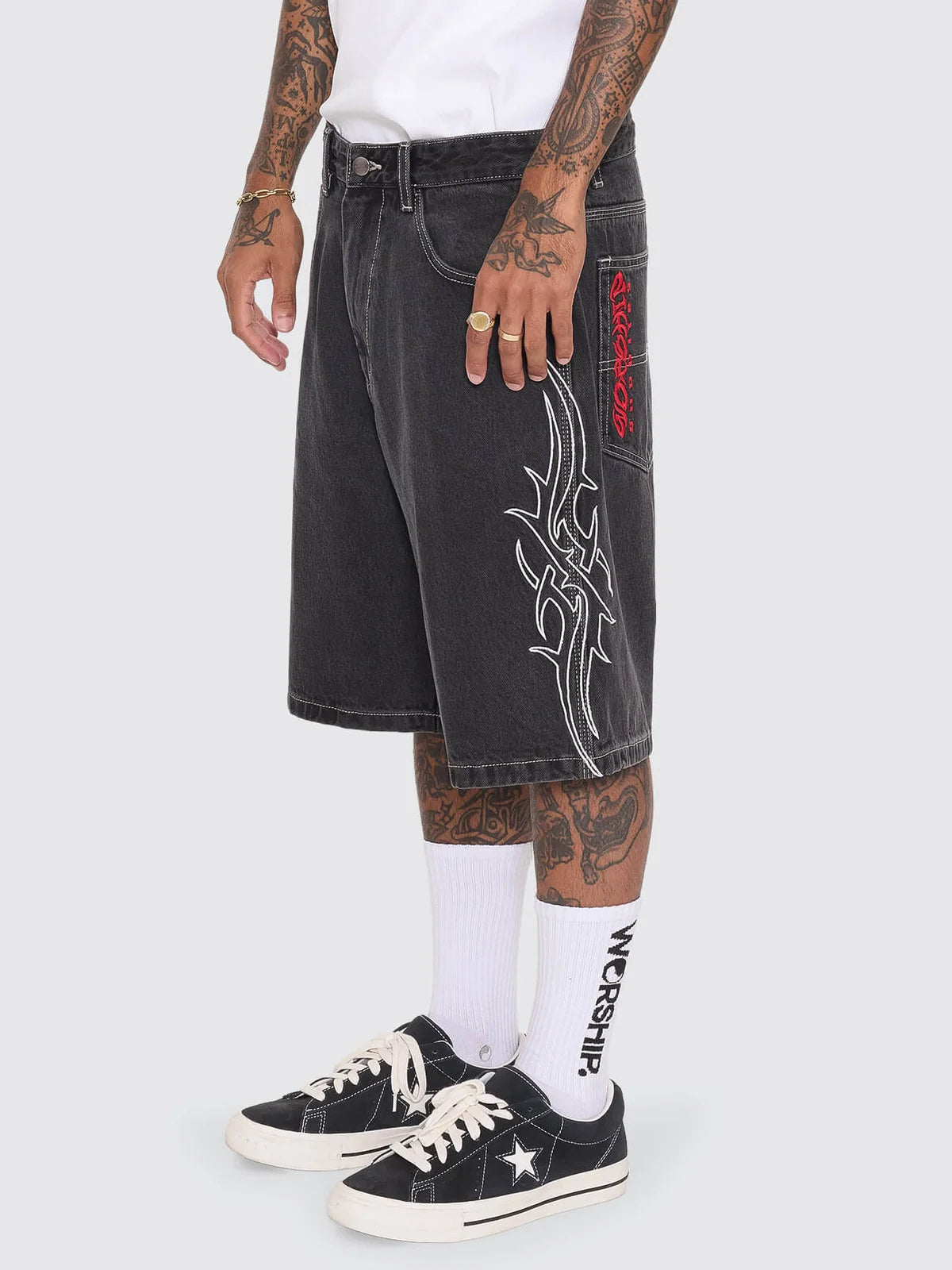 Worship Pitted Big Dawg Jean Short - Used Black