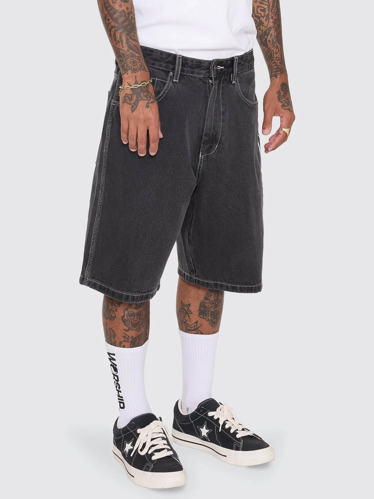Worship Pitted Big Dawg Jean Short - Used Black