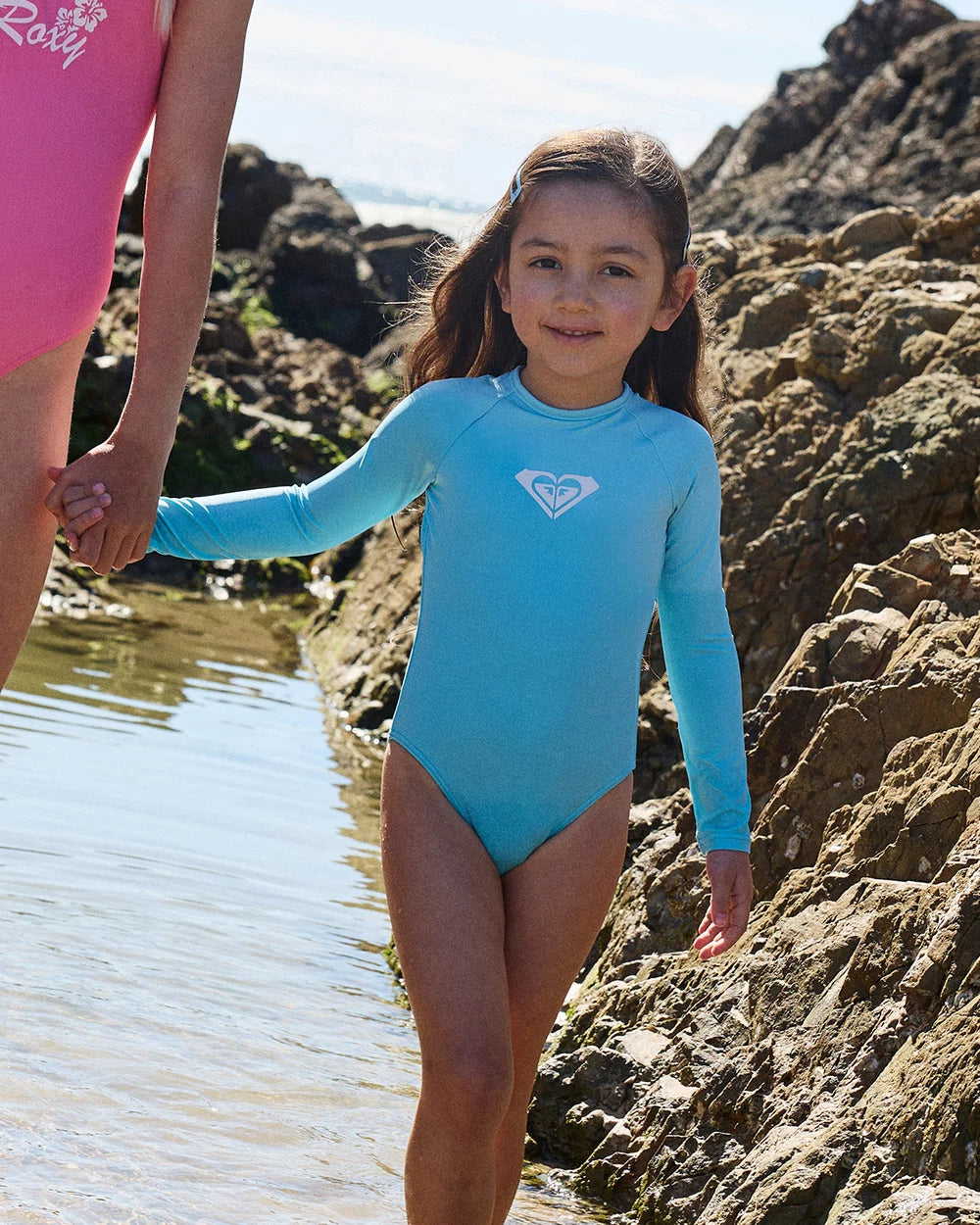 Roxy Tiny Tides Long Sleeve One Piece Swimsuit Girls 2-7