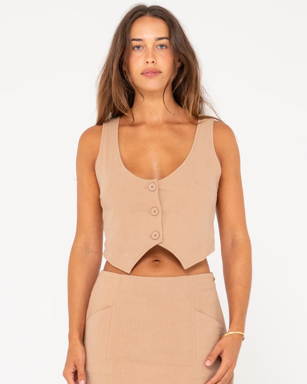 Rusty Sicily Button Down Vest Top