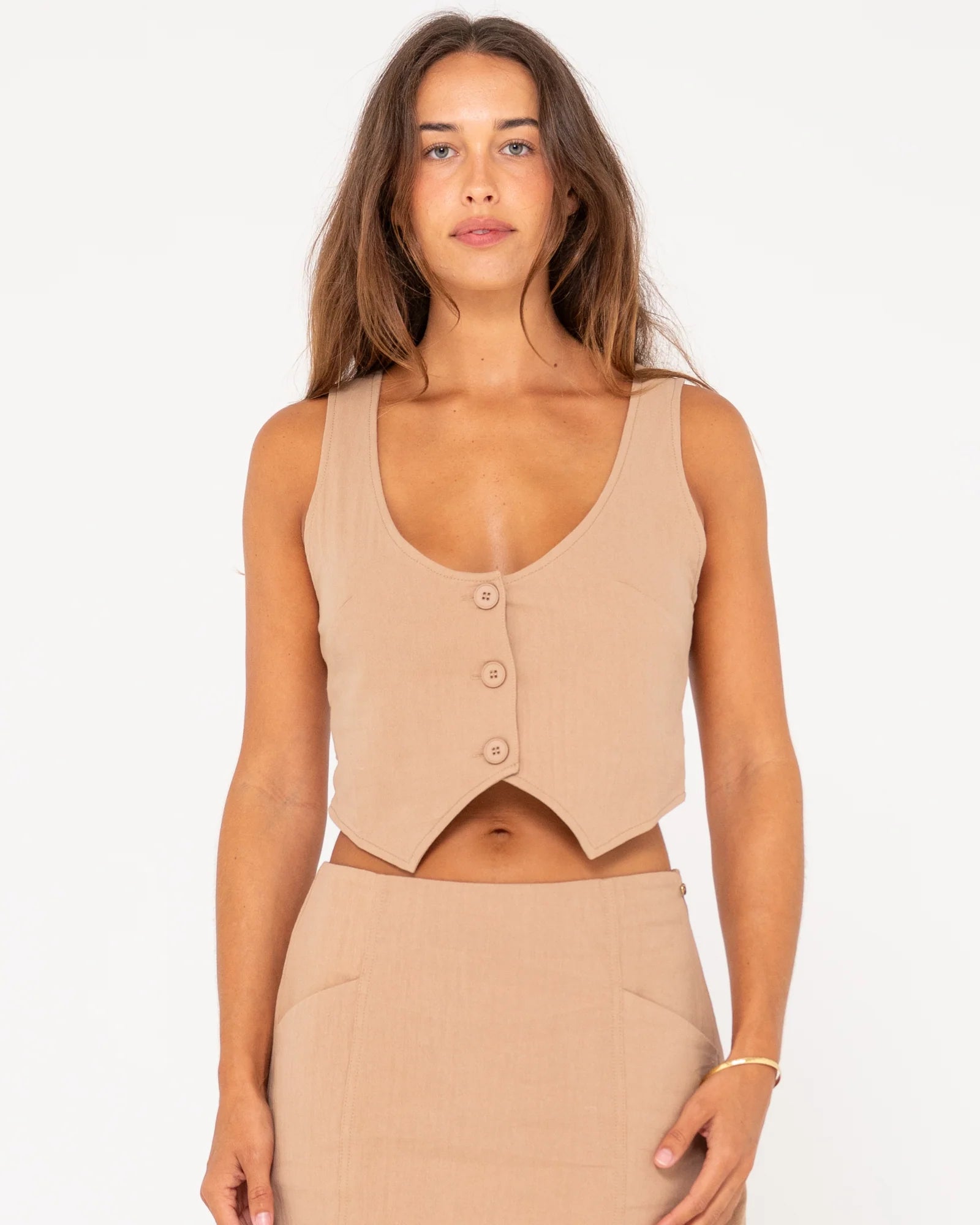 Rusty Sicily Button Down Vest Top
