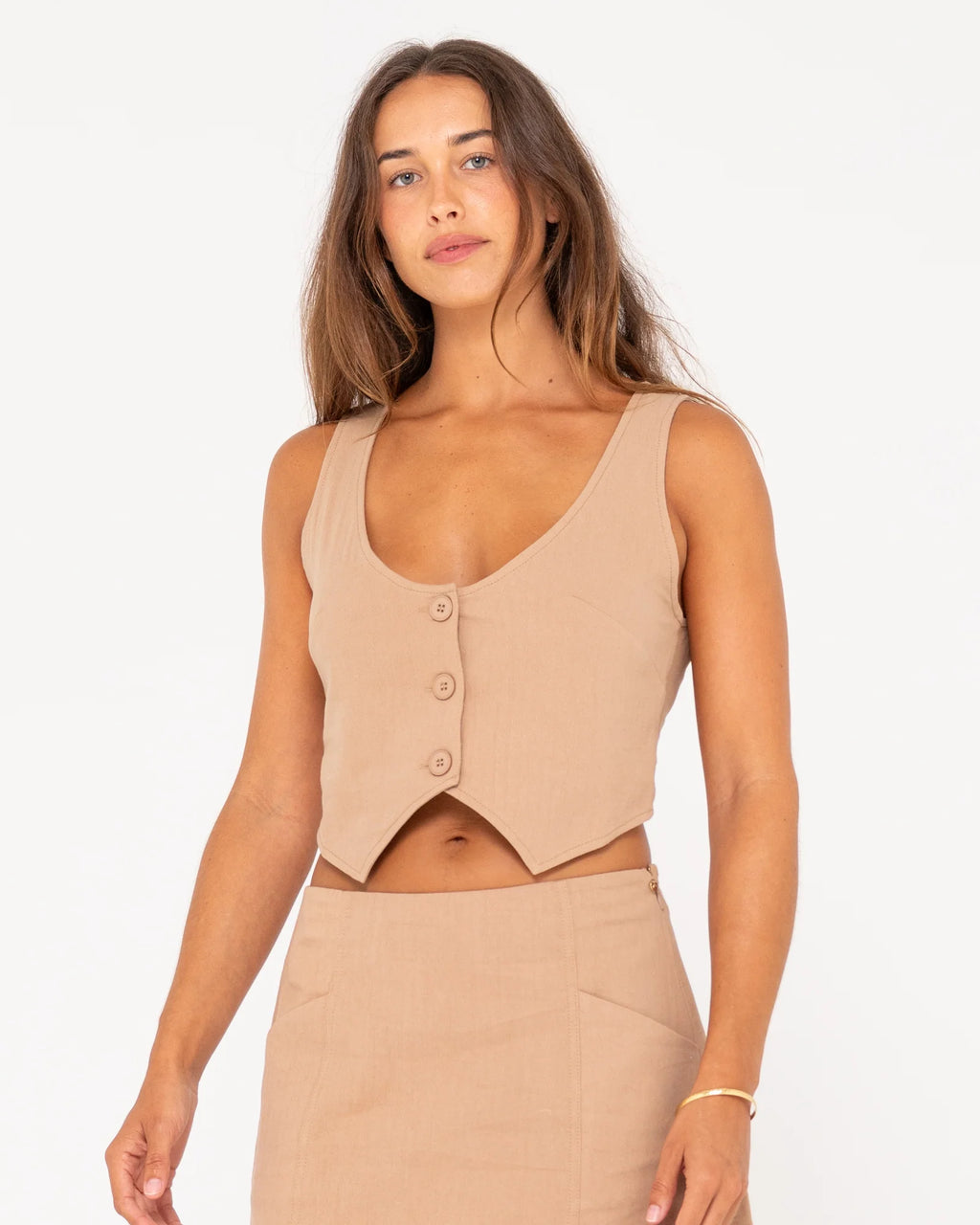 Rusty Sicily Button Down Vest Top