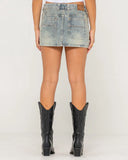 Rusty Dirty Mavericks Denim Mini Skirt