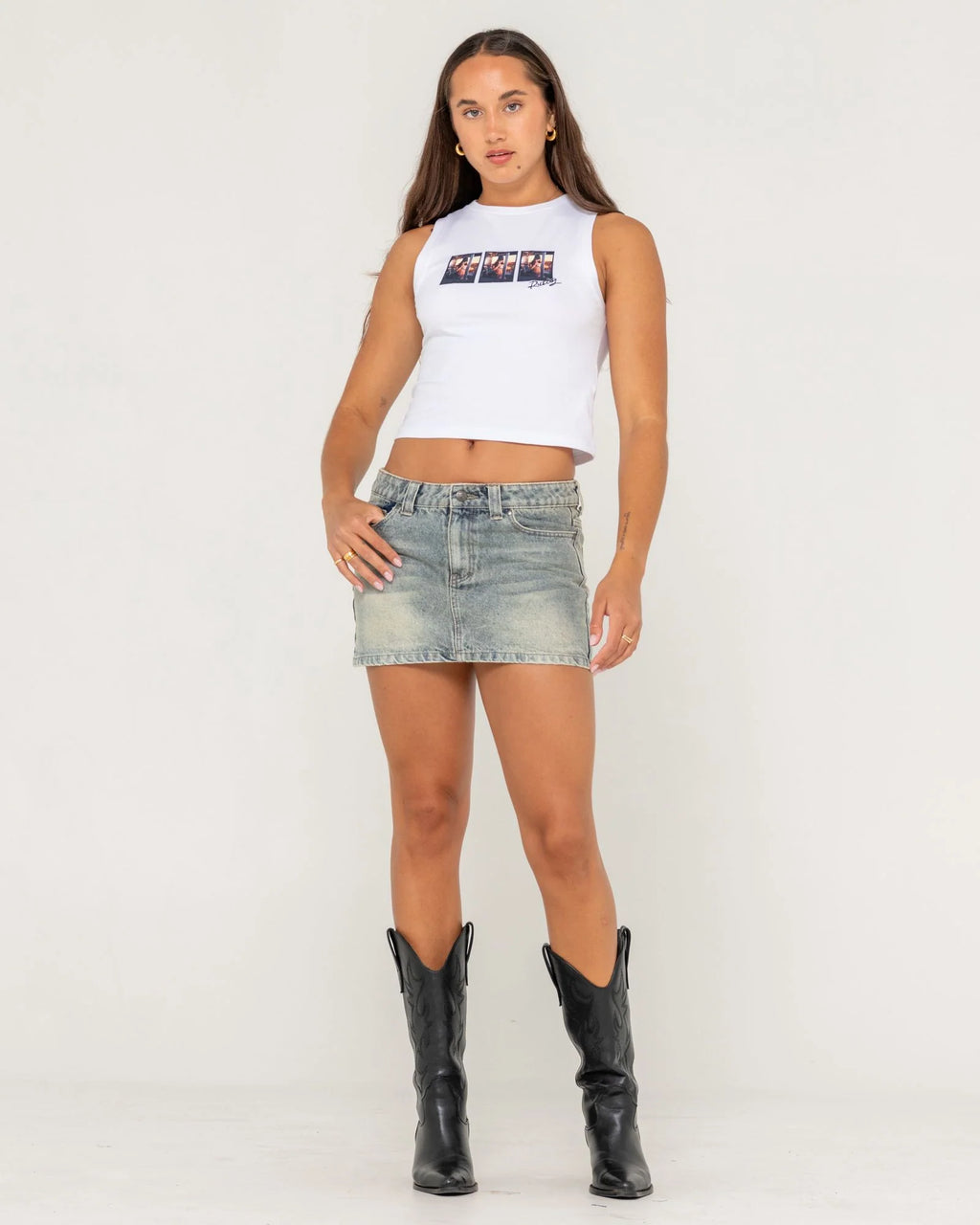 Rusty Dirty Mavericks Denim Mini Skirt