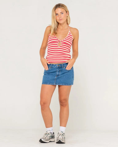 Rusty Emma Stripped Halter Neck Top